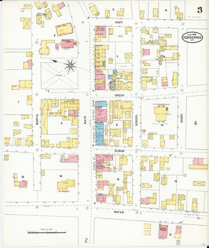Sanborn Fire Insurance Map from Vergennes, Addison County, Vermont (1905), Sheet #0003 - Complete Map Set gallery image, historic Sanborn map, vintage wall art, Vermont Vermont