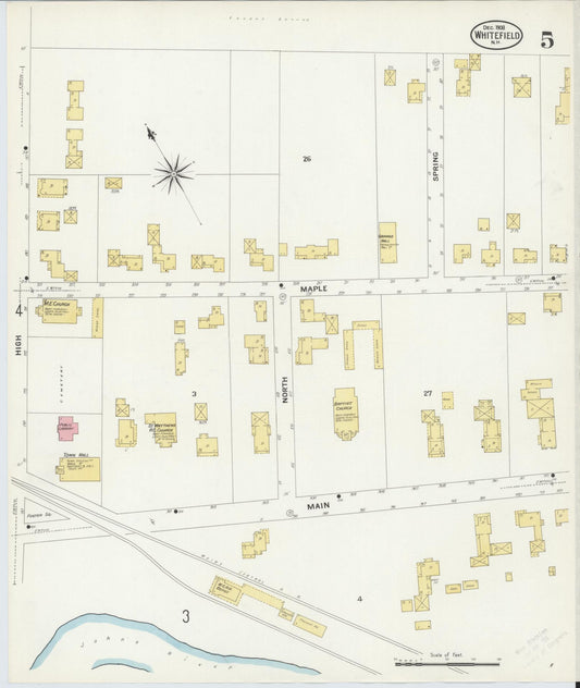Sanborn Fire Insurance Map from Whitefield, Coos County, New Hampshire (1908), Sheet #0005 - Historic Sanborn Fire Insurance Map Print, vintage old map wall art, antique decor, genealogy gift, New Hampshire New Hampshire map