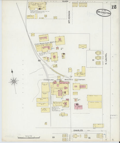 Sanborn Fire Insurance Map from Bridgeton, Cumberland County, New Jersey (1891), Sheet #0012 - Complete Map Set gallery image, historic Sanborn map, vintage wall art, New Jersey New Jersey