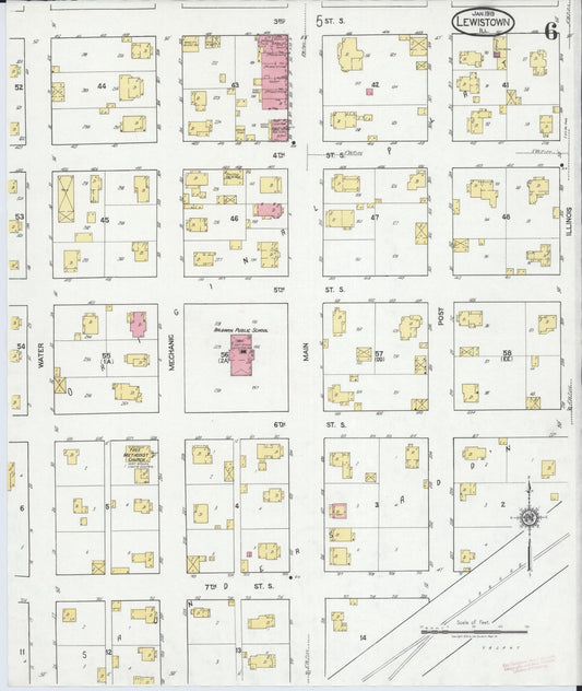 Sanborn Fire Insurance Map from Lewistown, Fulton County, Illinois (1919), Sheet #0006 - Historic Sanborn Fire Insurance Map Print, vintage old map wall art, antique decor, genealogy gift, Illinois Illinois map