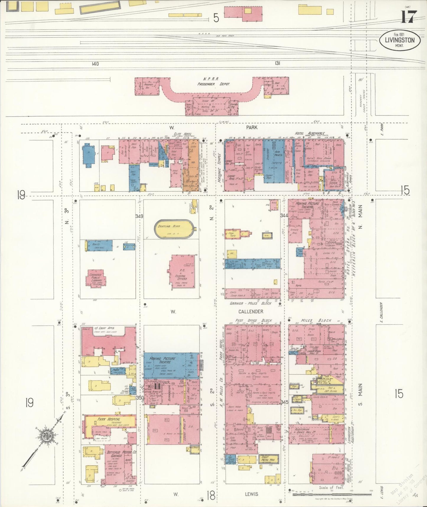 Sanborn Fire Insurance Map from Livingston, Park County, Montana (1921), Sheet #0017 - Historic Sanborn Fire Insurance Map Print, vintage old map wall art, antique decor, genealogy gift, Montana Montana map