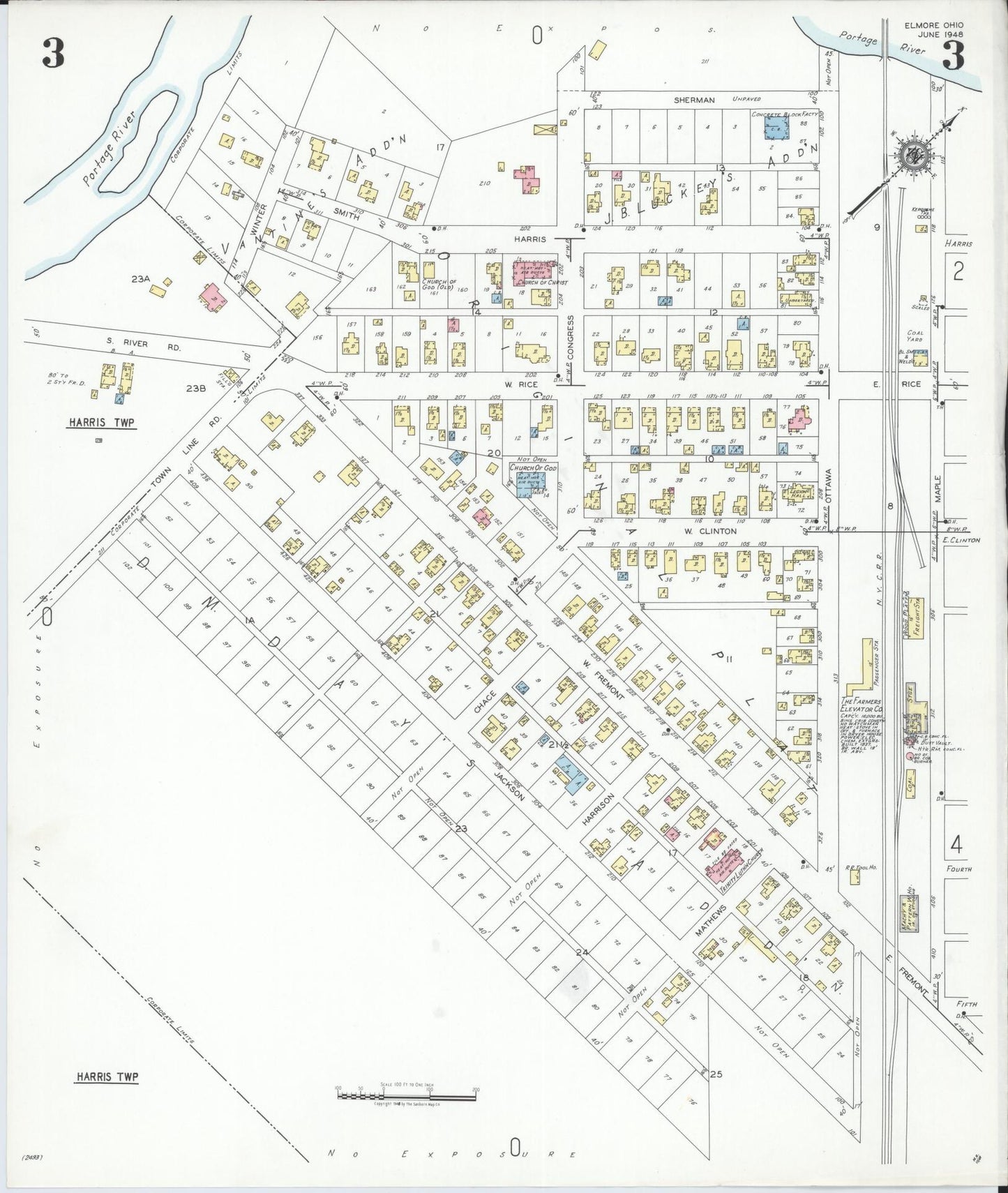 Sanborn Fire Insurance Map from Elmore, Ottawa County, Ohio (1948), Sheet #0003 - Complete Map Set gallery image, historic Sanborn map, vintage wall art, Ohio Ohio
