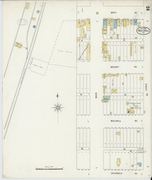 Sanborn Fire Insurance Map from Mulhall, Logan County, Oklahoma (1898), Sheet #0002 - Historic Sanborn Fire Insurance Map Print, vintage old map wall art, antique decor, genealogy gift, Oklahoma Oklahoma map