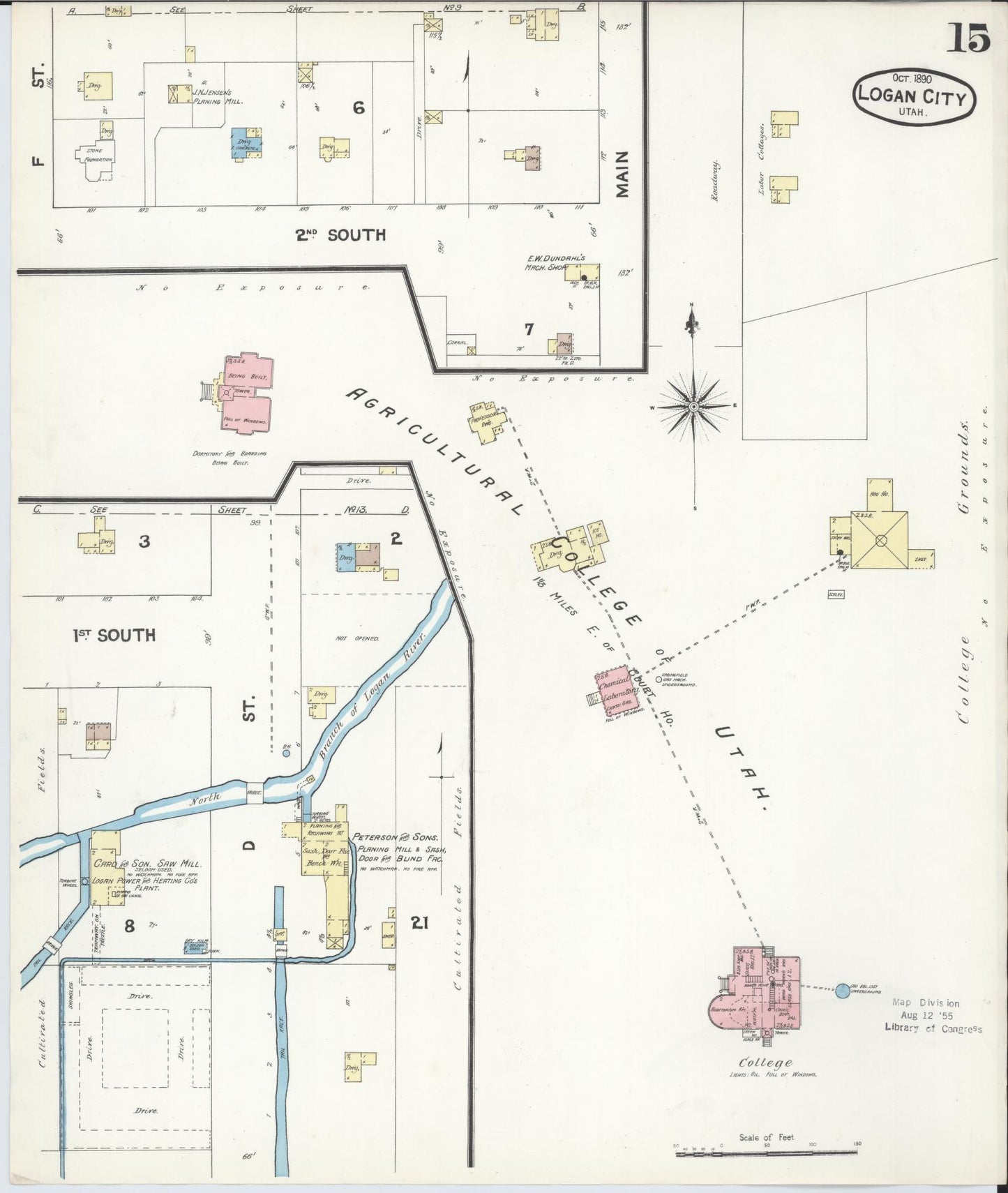 Sanborn Fire Insurance Map from Logan, Cache County, Utah (1890), Sheet #0015 - Complete Map Set gallery image, historic Sanborn map, vintage wall art, Utah Utah