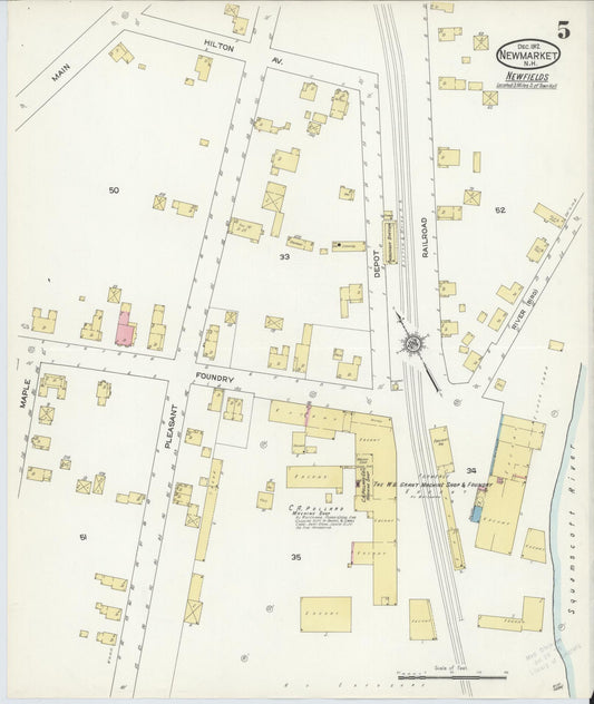 Sanborn Fire Insurance Map from New Market, Rockingham County, New Hampshire (1912), Sheet #0005 - Historic Sanborn Fire Insurance Map Print, vintage old map wall art, antique decor, genealogy gift, New Hampshire New Hampshire map