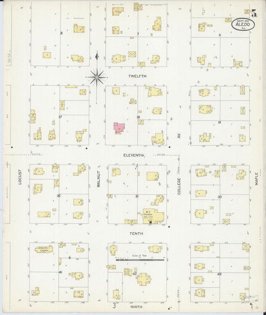 Sanborn Fire Insurance Map from Aledo, Mercer County, Illinois (1907), Sheet #0005 - Historic Sanborn Fire Insurance Map Print, vintage old map wall art, antique decor, genealogy gift, Illinois Illinois map