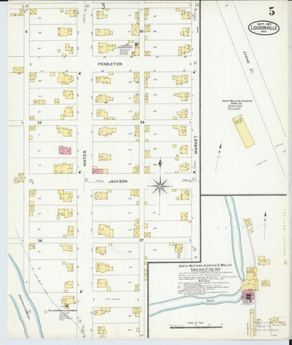 Sanborn Fire Insurance Map from Loudonville, Ashland County, Ohio (1907), Sheet #0005 - Historic Sanborn Fire Insurance Map Print, vintage old map wall art, antique decor, genealogy gift, Ohio Ohio map
