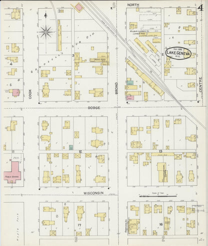 Sanborn Fire Insurance Map from Lake Geneva, Walworth County, Wisconsin (1892), Sheet #0004 - Complete Map Set gallery image, historic Sanborn map, vintage wall art, Wisconsin Wisconsin