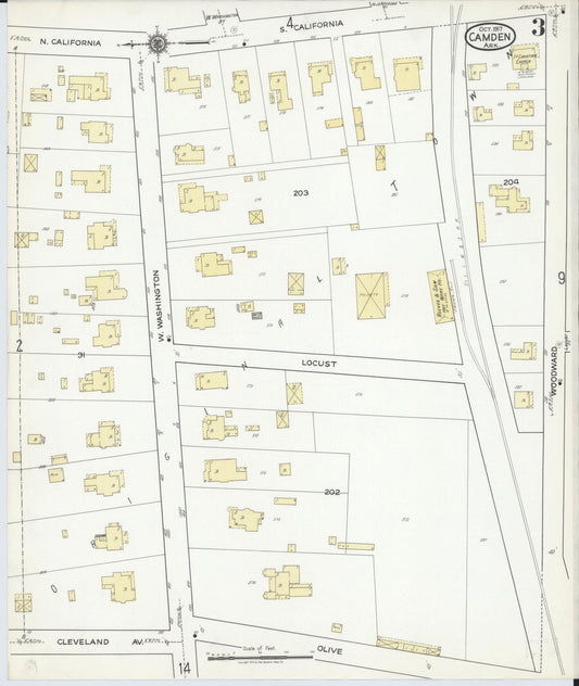 Sanborn Fire Insurance Map from Camden, Ouachita County, Arkansas (1917), Sheet #0003 - Historic Sanborn Fire Insurance Map Print, vintage old map wall art, antique decor, genealogy gift, Arkansas Arkansas map
