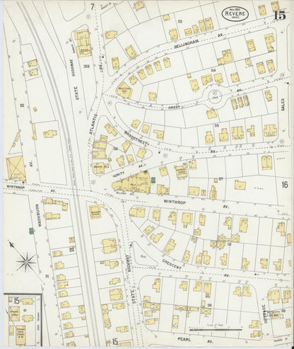 Sanborn Fire Insurance Map from Revere, Suffolk County, Massachusetts (1900), Sheet #0015 - Complete Map Set gallery image, historic Sanborn map, vintage wall art, Massachusetts Massachusetts