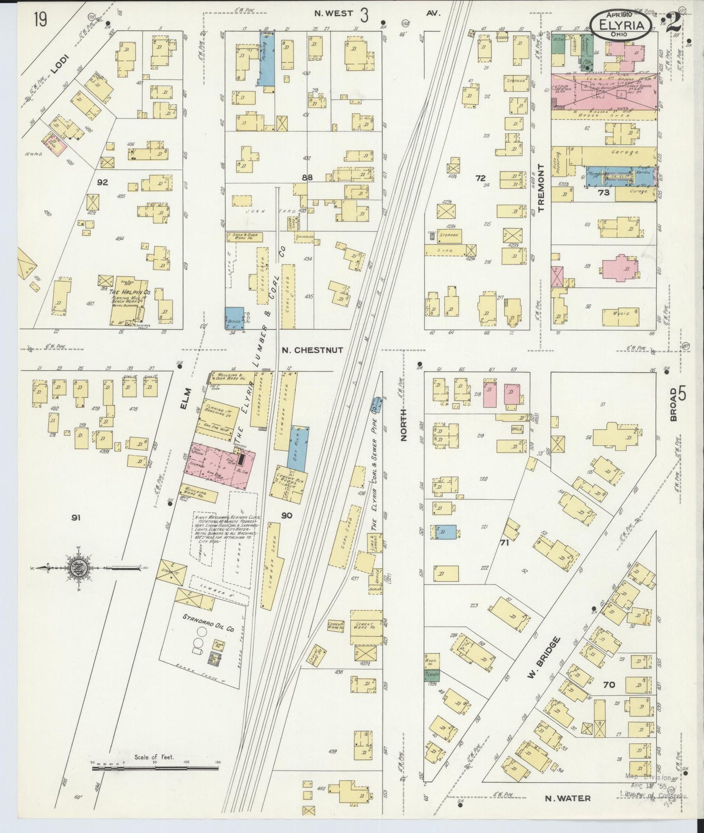 Sanborn Fire Insurance Map from Elyria, Lorain County, Ohio (1910), Sheet #0002 - Historic Sanborn Fire Insurance Map Print, vintage old map wall art, antique decor, genealogy gift, Ohio Ohio map