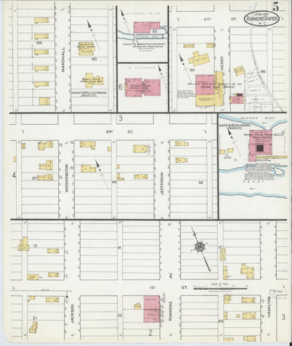 Sanborn Fire Insurance Map from Roanoke Rapids, Halifax County, North Carolina (1919), Sheet #0005 - Complete Map Set gallery image, historic Sanborn map, vintage wall art, North Carolina North Carolina