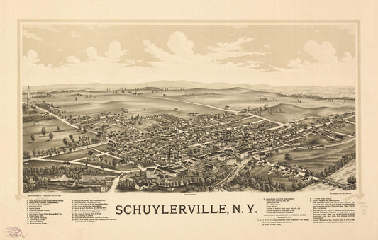 Schuylerville, N.Y. (1889) – Historic Bird’s-Eye View Panorama Print