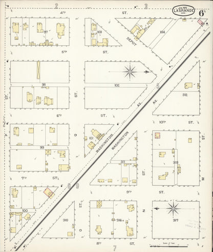 Sanborn Fire Insurance Map from La Grande, Union County, Oregon (1893), Sheet #0006 - Complete Map Set gallery image, historic Sanborn map, vintage wall art, Oregon Oregon