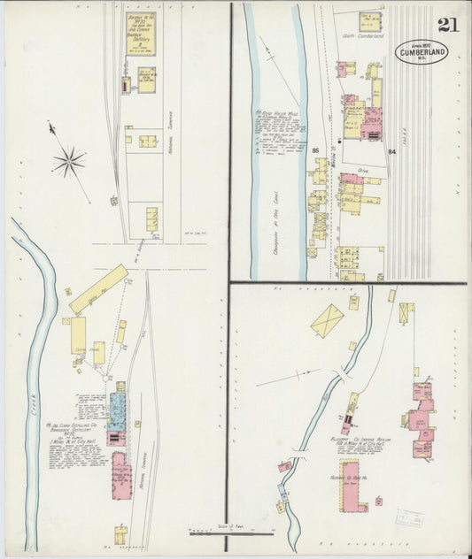 Allegany, Maryland - 1897 - Sanborn Fire Insurance Map, Sheet #0021 - Historic Sanborn Fire Insurance Map Print, Allegany Maryland 1897 0021 vintage old map wall art
