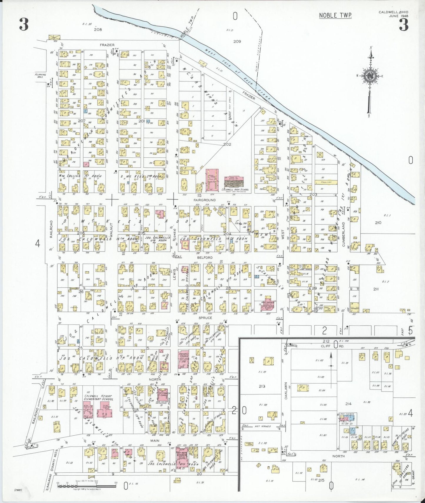 Sanborn Fire Insurance Map from Caldwell, Noble County, Ohio (1948), Sheet #0003 - Historic Sanborn Fire Insurance Map Print, vintage old map wall art, antique decor, genealogy gift, Ohio Ohio map