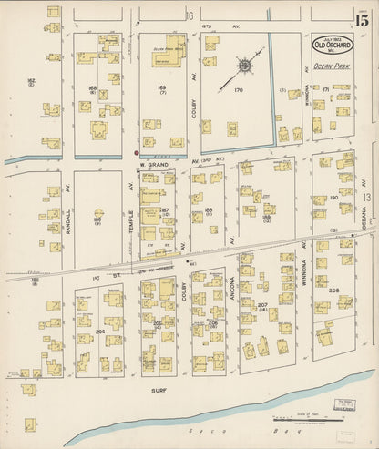 Sanborn Fire Insurance Map from Old Orchard, York County, Maine (1922), Sheet #0015 - Complete Map Set gallery image, historic Sanborn map, vintage wall art, Maine Maine