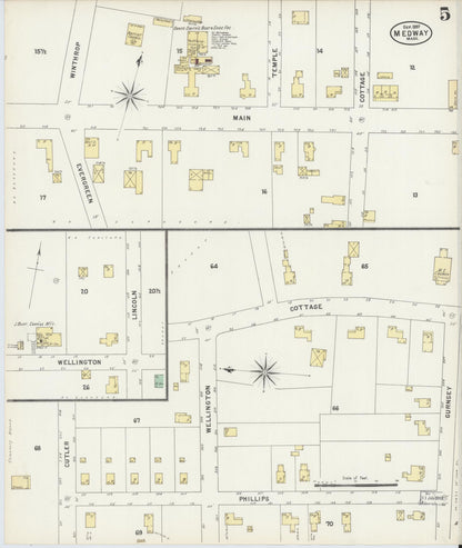 Sanborn Fire Insurance Map from Medway, Norfolk County, Massachusetts (1897), Sheet #0005 - Historic Sanborn Fire Insurance Map Print, vintage old map wall art, antique decor, genealogy gift, Massachusetts Massachusetts map