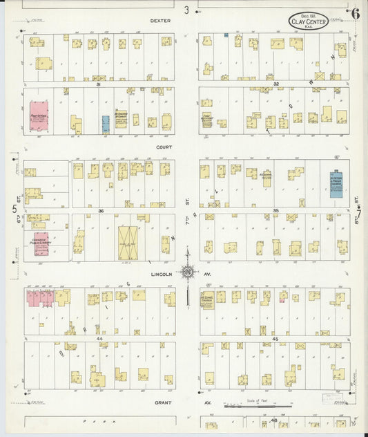 Sanborn Fire Insurance Map from Clay Center, Clay County, Kansas (1911), Sheet #0006 - Historic Sanborn Fire Insurance Map Print, vintage old map wall art, antique decor, genealogy gift, Kansas Kansas map