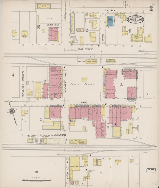 Sanborn Fire Insurance Map from Eagle Lake, Colorado County, Texas (1922), Sheet #0002 - Historic Sanborn Fire Insurance Map Print, vintage old map wall art, antique decor, genealogy gift, Texas Texas map