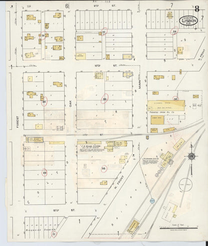Sanborn Fire Insurance Map from Lisbon, Ransom County, North Dakota (1945), Sheet #0008 - Complete Map Set gallery image, historic Sanborn map, vintage wall art, North Dakota North Dakota