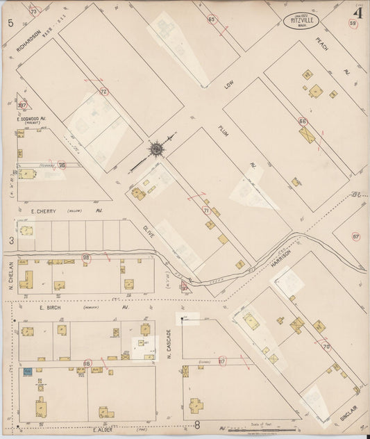 Sanborn Fire Insurance Map from Ritzville, Adams County, Washington (1939), Sheet #0004 - Historic Sanborn Fire Insurance Map Print, vintage old map wall art, antique decor, genealogy gift, Washington Washington map
