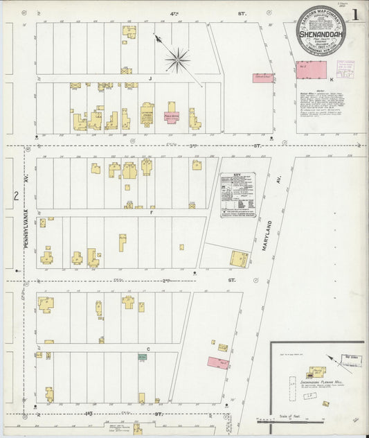Sanborn Fire Insurance Map from Shenandoah, Page County, Virginia (1905), Sheet #0001 - Complete Map Set gallery image, historic Sanborn map, vintage wall art, Virginia Virginia