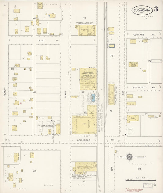 Sanborn Fire Insurance Map from Cucamonga, San Bernardino County, California (1913), Sheet #0003 - Historic Sanborn Fire Insurance Map Print, vintage old map wall art, antique decor, genealogy gift, California California map
