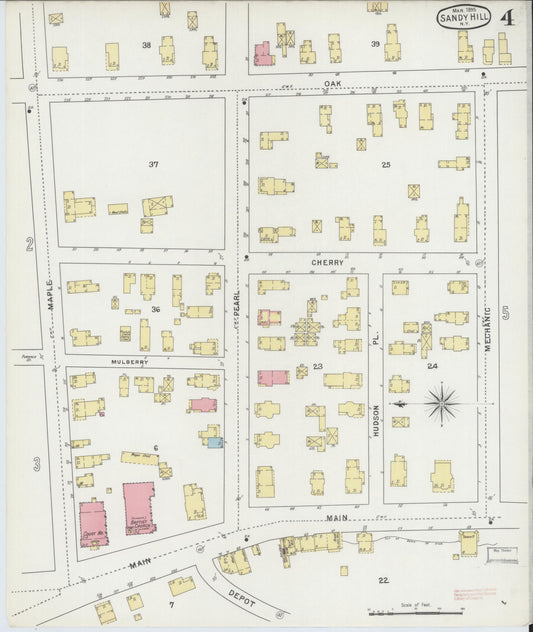 Sanborn Fire Insurance Map from Sandy Hill, Washington County, New York (1895), Sheet #0004 - Historic Sanborn Fire Insurance Map Print, vintage old map wall art, antique decor, genealogy gift, New York New York map