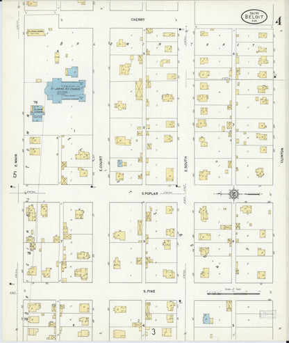 Sanborn Fire Insurance Map from Beloit, Mitchell County, Kansas (1911), Sheet #0004 - Complete Map Set gallery image, historic Sanborn map, vintage wall art, Kansas Kansas