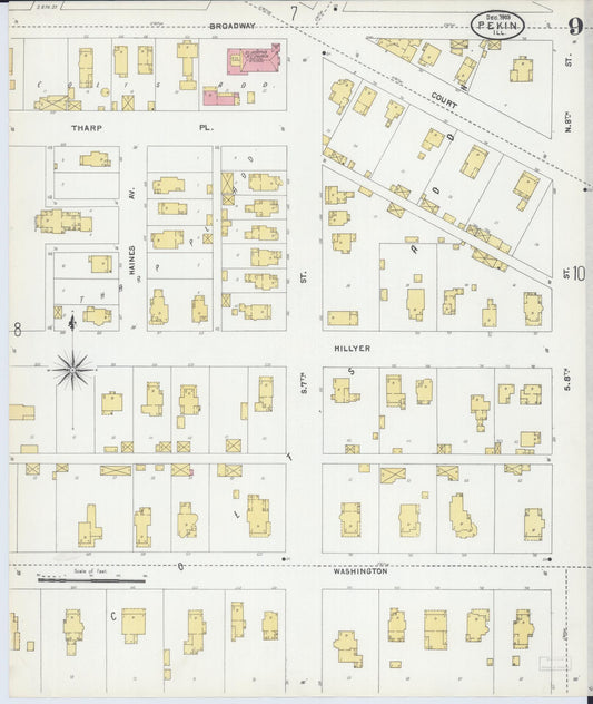 Sanborn Fire Insurance Map from Pekin, Tazewell County, Illinois (1903), Sheet #0009 - Historic Sanborn Fire Insurance Map Print, vintage old map wall art, antique decor, genealogy gift, Illinois Illinois map