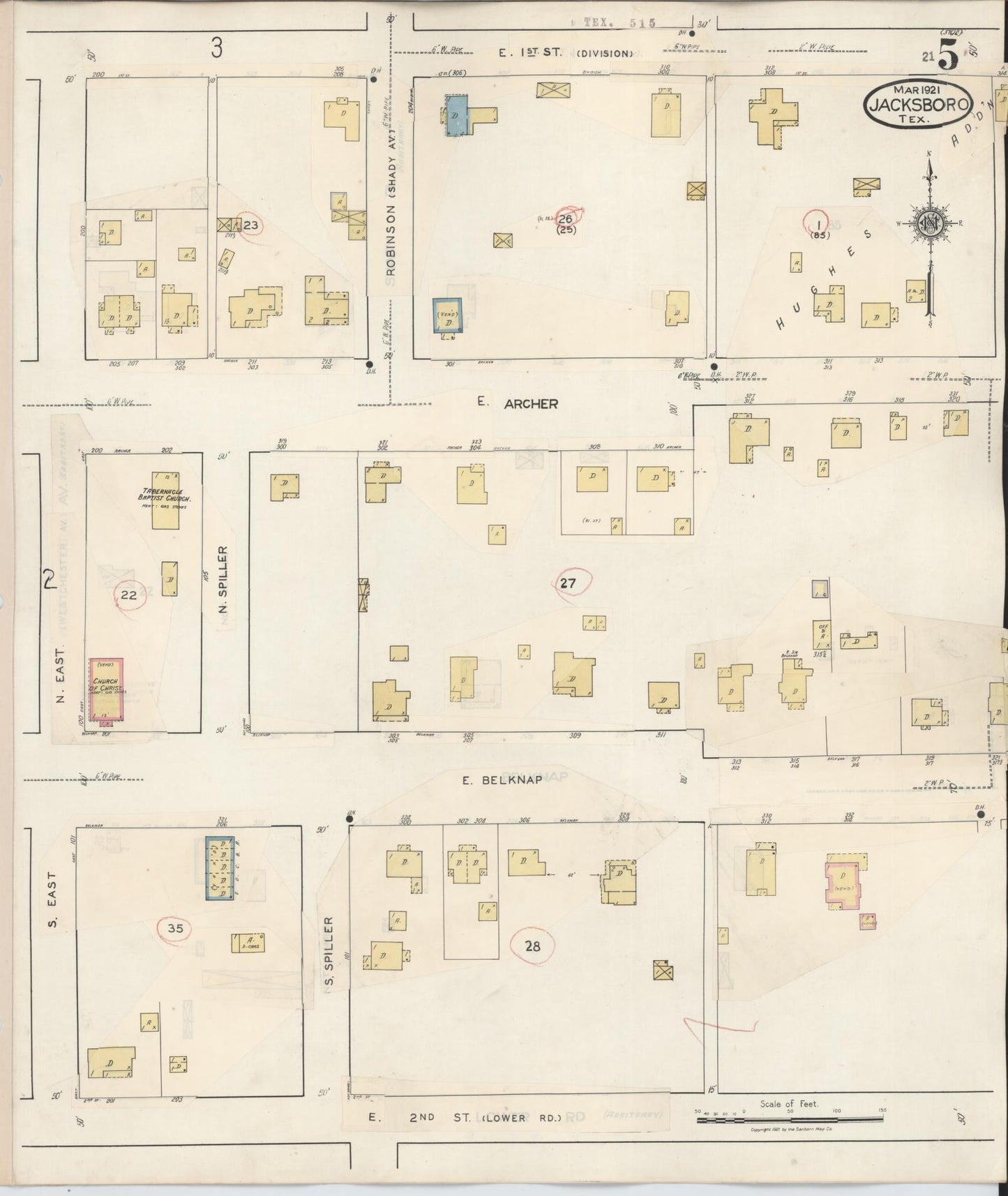 Sanborn Fire Insurance Map from Jacksboro, Jack County, Texas (1942), Sheet #0005 - Historic Sanborn Fire Insurance Map Print, vintage old map wall art, antique decor, genealogy gift, Texas Texas map