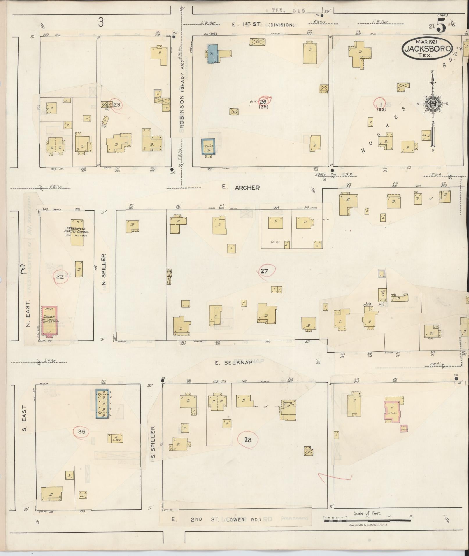 Sanborn Fire Insurance Map from Jacksboro, Jack County, Texas (1942), Sheet #0005 - Historic Sanborn Fire Insurance Map Print, vintage old map wall art, antique decor, genealogy gift, Texas Texas map
