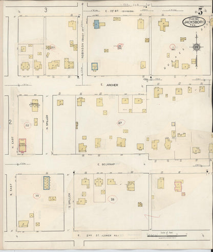 Sanborn Fire Insurance Map from Jacksboro, Jack County, Texas (1942), Sheet #0005 - Historic Sanborn Fire Insurance Map Print, vintage old map wall art, antique decor, genealogy gift, Texas Texas map