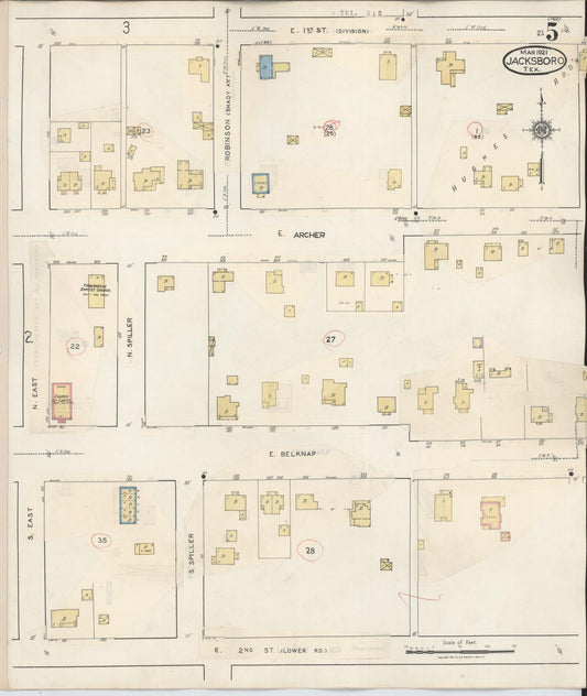 Sanborn Fire Insurance Map from Jacksboro, Jack County, Texas (1942), Sheet #0005 - Historic Sanborn Fire Insurance Map Print, vintage old map wall art, antique decor, genealogy gift, Texas Texas map