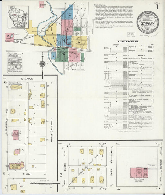 Sanborn Fire Insurance Map from Stanley, Chippewa County, Wisconsin (1919), Sheet #0001 - Complete Map Set gallery image, historic Sanborn map, vintage wall art, Wisconsin Wisconsin