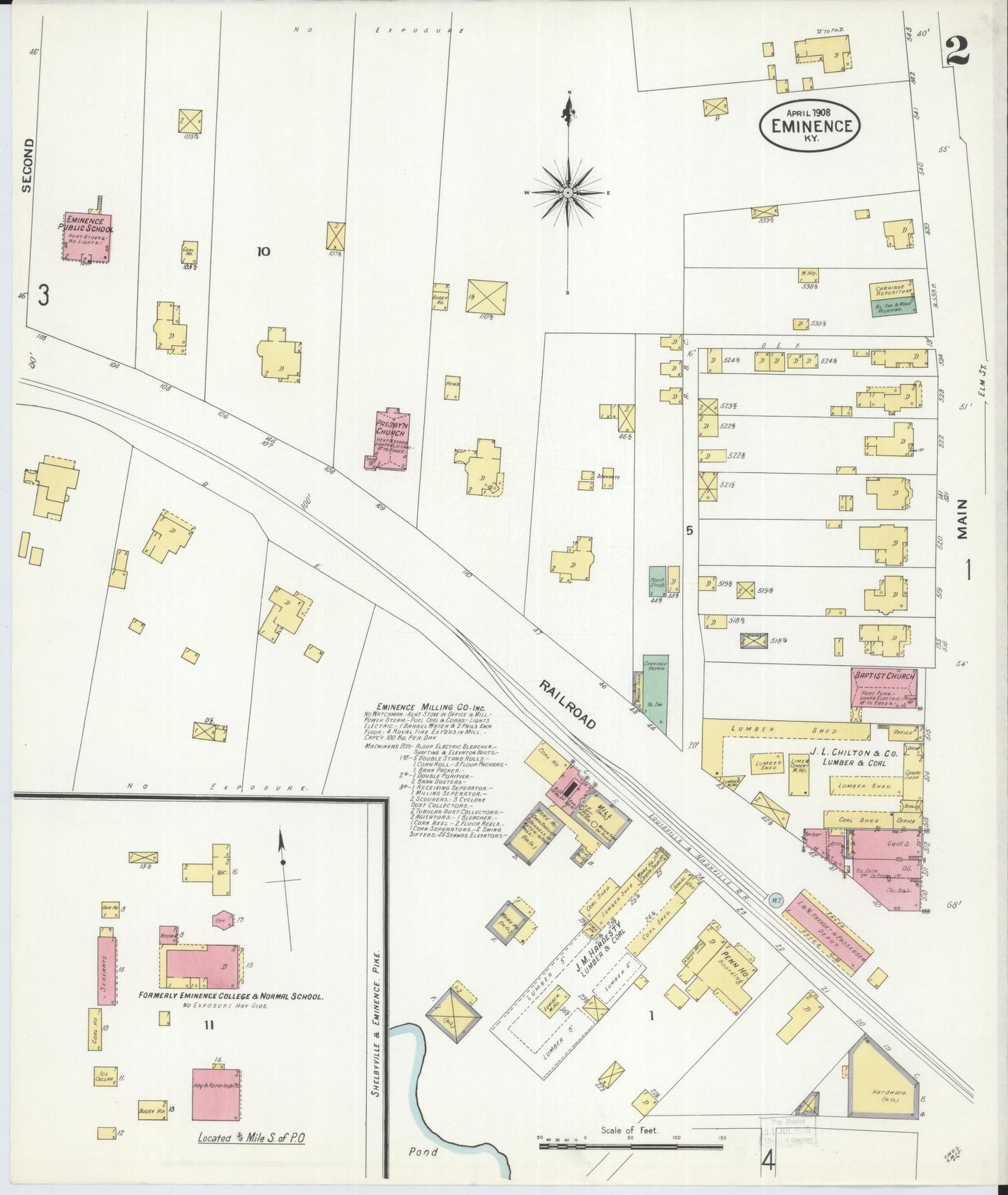 Sanborn Fire Insurance Map from Eminence, Henry County, Kentucky (1908), Sheet #0002 - Historic Sanborn Fire Insurance Map Print, vintage old map wall art, antique decor, genealogy gift, Kentucky Kentucky map