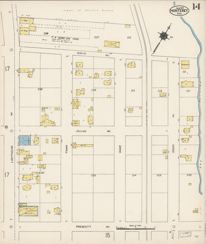 Sanborn Fire Insurance Map from Monterey, Monterey County, California (1912), Sheet #0014 - Complete Map Set gallery image, historic Sanborn map, vintage wall art, California California