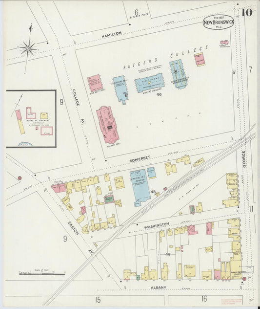 Sanborn Fire Insurance Map from New Brunswick, Middlesex County, New Jersey (1897), Sheet #0010 - Historic Sanborn Fire Insurance Map Print, vintage old map wall art, antique decor, genealogy gift, New Jersey New Jersey map