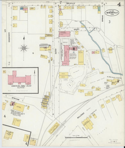 Sanborn Fire Insurance Map from McMinnville, Warren County, Tennessee (1902), Sheet #0004 - Complete Map Set gallery image, historic Sanborn map, vintage wall art, Tennessee Tennessee