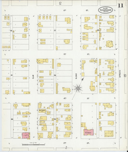 Sanborn Fire Insurance Map from Texarkana, Bowie County, Texas (1900), Sheet #0011 - Historic Sanborn Fire Insurance Map Print, vintage old map wall art, antique decor, genealogy gift, Texas Texas map