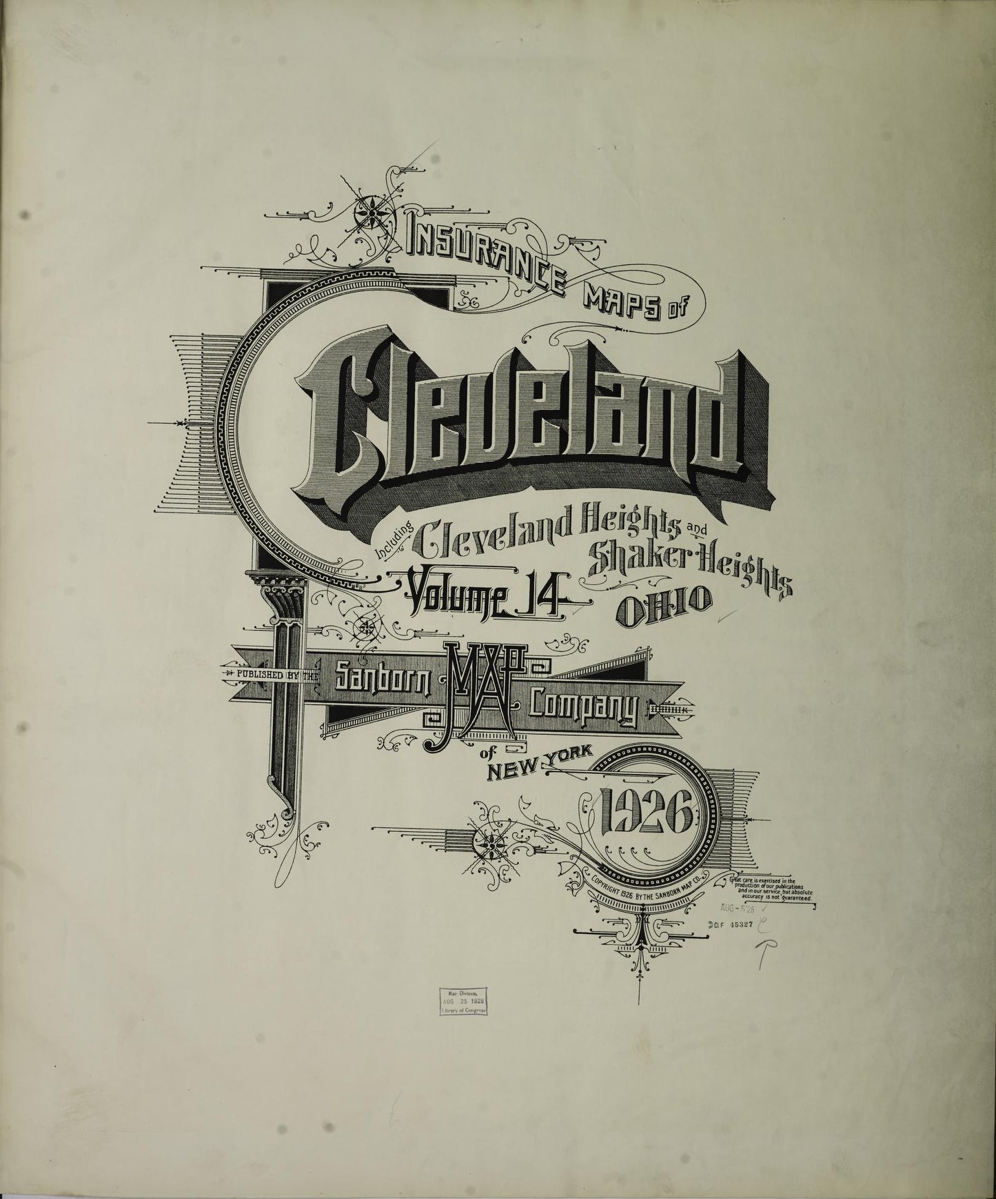 Sanborn Fire Insurance Map from Cleveland, Cuyahoga County, Ohio (1926), Sheet #0001 - Complete Map Set gallery image, historic Sanborn map, vintage wall art, Ohio Ohio