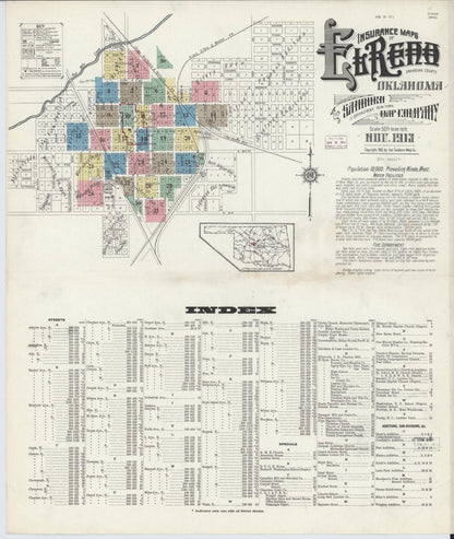 Sanborn Fire Insurance Map from El Reno, Canadian County, Oklahoma (1913), Sheet #0001 - Complete Map Set gallery image, historic Sanborn map, vintage wall art, Oklahoma Oklahoma