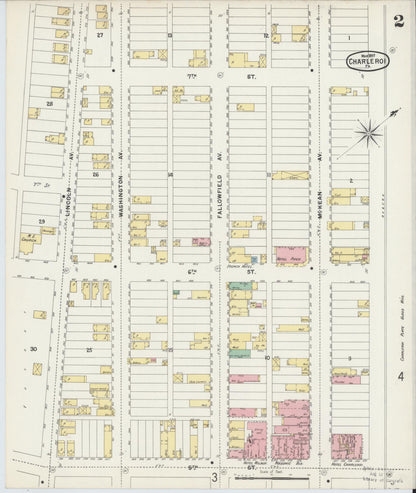 Sanborn Fire Insurance Map from Charleroi, Washington County, Pennsylvania (1897), Sheet #0002 - Complete Map Set gallery image, historic Sanborn map, vintage wall art, Pennsylvania Pennsylvania