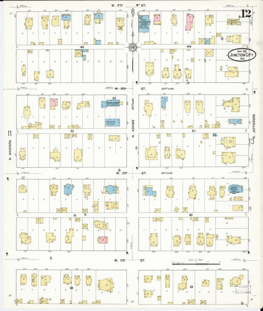 Sanborn Fire Insurance Map from Junction City, Geary County, Kansas (1912), Sheet #0012 - Historic Sanborn Fire Insurance Map Print, vintage old map wall art, antique decor, genealogy gift, Kansas Kansas map