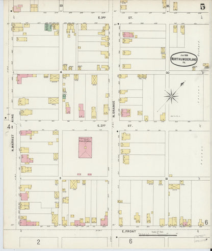 Sanborn Fire Insurance Map from Northumberland, Northumberland County, Pennsylvania (1896), Sheet #0005 - Historic Sanborn Fire Insurance Map Print, vintage old map wall art, antique decor, genealogy gift, Pennsylvania Pennsylvania map