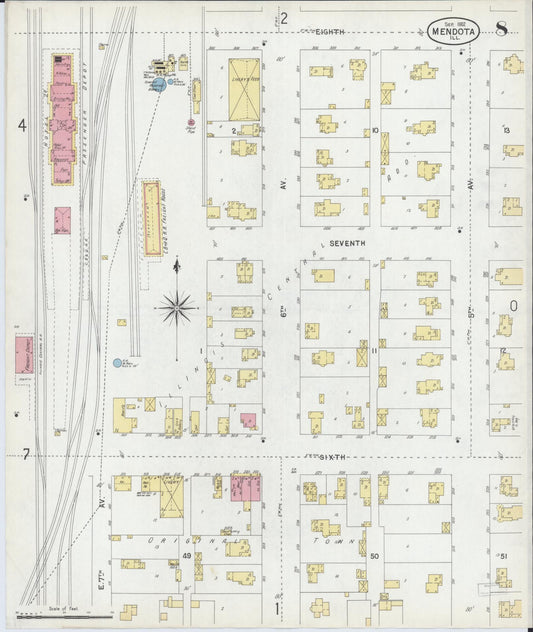 Sanborn Fire Insurance Map from Mendota, La Salle County, Illinois (1902), Sheet #0008 - Historic Sanborn Fire Insurance Map Print, vintage old map wall art, antique decor, genealogy gift, Illinois Illinois map