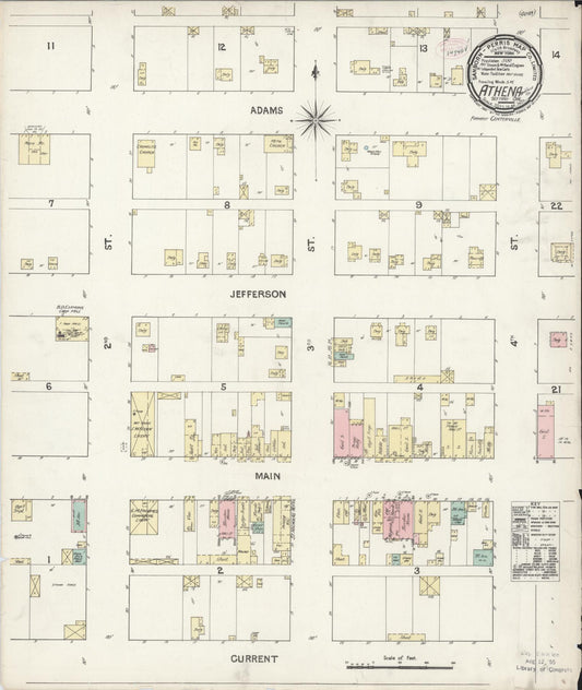 Sanborn Fire Insurance Map from Athena, Umatilla County, Oregon (1890), Sheet #0001 - Historic Sanborn Fire Insurance Map Print, vintage old map wall art, antique decor, genealogy gift, Oregon Oregon map