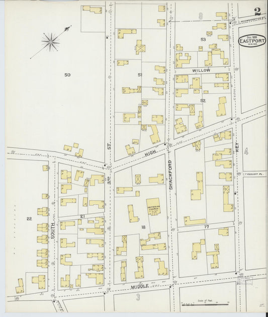 Sanborn Fire Insurance Map from Eastport, Washington County, Maine (1893), Sheet #0002 - Historic Sanborn Fire Insurance Map Print, vintage old map wall art, antique decor, genealogy gift, Maine Maine map