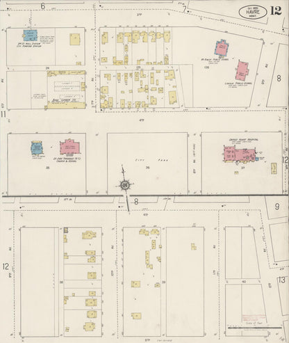 Sanborn Fire Insurance Map from Havre, Hill County, Montana (1920), Sheet #0012 - Complete Map Set gallery image, historic Sanborn map, vintage wall art, Montana Montana